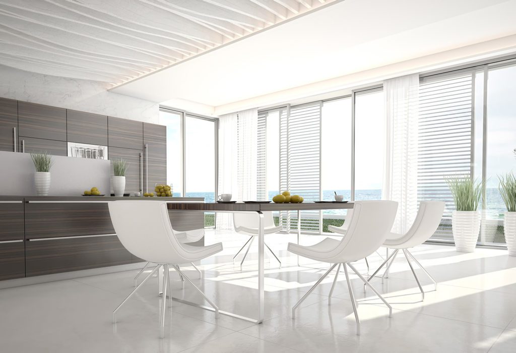 Luxury kitchen prepared and maintained with ocean view and natural light